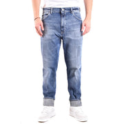 Dondup Jean homme en denim bleu délavé avec ourlets retroussés, vue de face