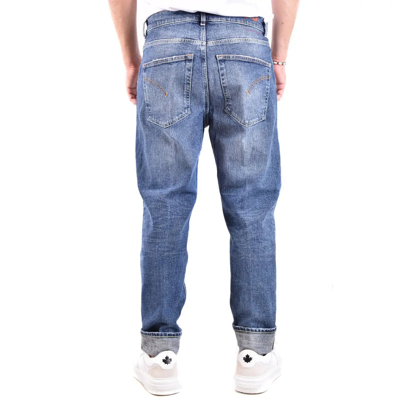 Dondup Jean homme en denim bleu délavé avec ourlets retroussés, vue de face