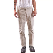 Dondup Pantalon chino beige en coton pour homme, coupe droite, avec surpiqûres apparentes.