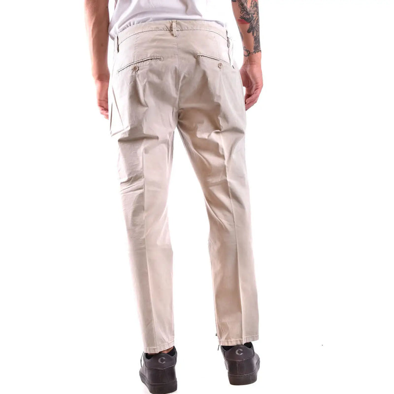 Dondup Pantalon chino beige en coton pour homme, à la coupe ajustée et aux détails de couture discrets.
