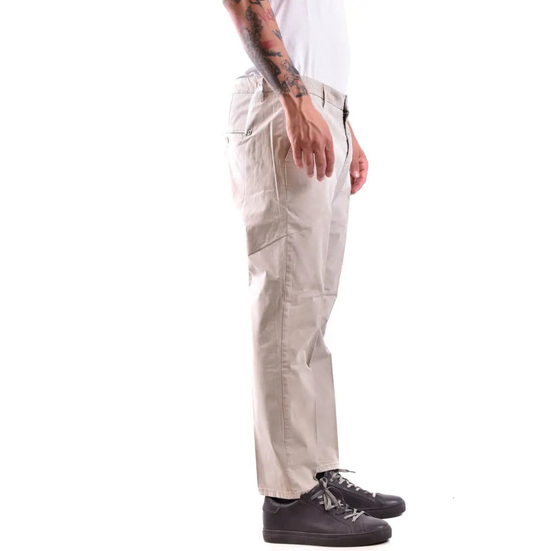 Dondup Pantalon en coton beige pour homme, coupe droite épurée et détails de couture discrets.