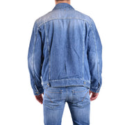 Dondup Blazer bleu en coton pour homme, avec surpiqûres classiques et poignets boutonnés, idéal pour le printemps et l'été.