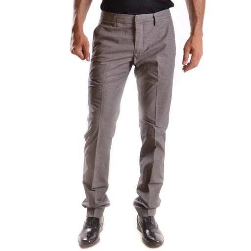 Dondup Pantalon en coton gris à carreaux pour homme, coupe slim et tissu légèrement texturé pour une tenue formelle élégante.