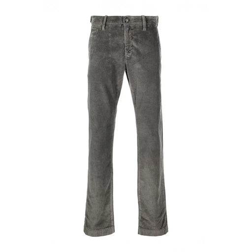 Dondup Pantalon en coton gris pour homme, en velours côtelé gris foncé, coupe droite classique et ourlets roulés.