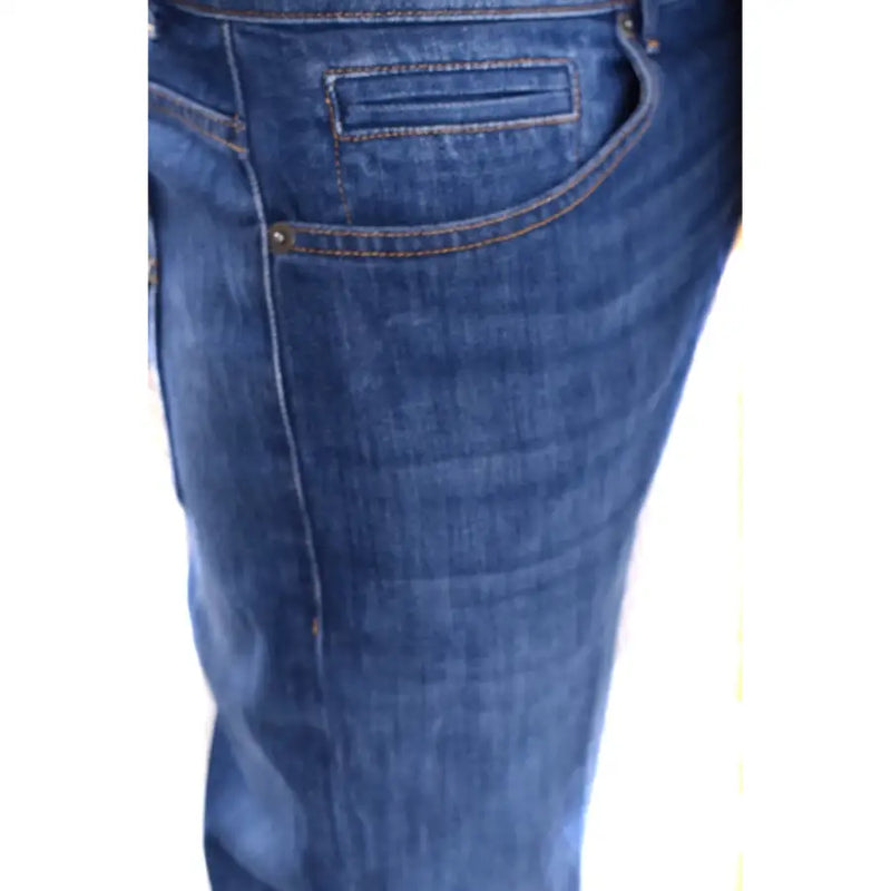 Dondup Jean homme en coton stretch bleu foncé, coupe droite classique et surpiqûres apparentes, fabriqué en Italie