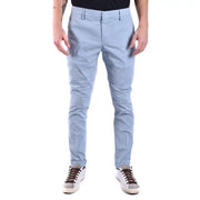 Light blue men’s slim-fit cotton elastane chinos with cuffed ankles from Dondup Men