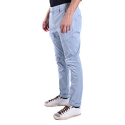 Men’s light blue slim-fit cotton elastane trousers with cuffed ankles from Dondup Men