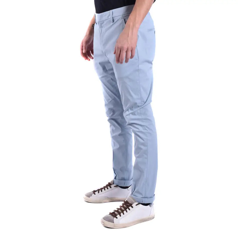 Men’s light blue slim-fit cotton elastane trousers with cuffed ankles from Dondup Men