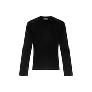 Dondup Cardigan noir en maille côtelée pour femme, orné de boutons aux épaules, confectionné dans un mélange de viscose.