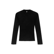 Pull à manches longues en maille côtelée noire avec col rond, mélange de viscose de Dondup collection de cardigans en maille pour femmes