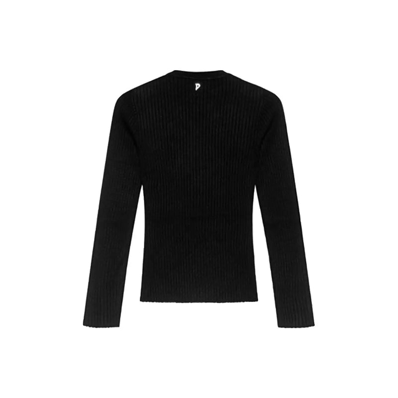 Pull à manches longues en maille côtelée noire avec col rond, mélange de viscose de Dondup collection de cardigans en maille pour femmes
