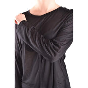 Dondup Pull en viscose noire pour femme, col bateau, manches longues, coupe ample et fluide, texture subtile