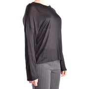 Dondup Ensemble en maille de viscose noire pour femme, avec manches longues transparentes top avec une coupe décontractée et des plis subtils