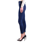 Dondup Jean en denim de coton bleu foncé pour femme, taille haute, fermeture à bouton et à glissière.