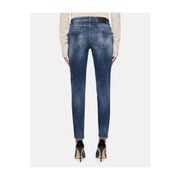 Dondup Jean slim en coton bleu déchiré pour femme, délavage moyen avec détails subtilement délavés