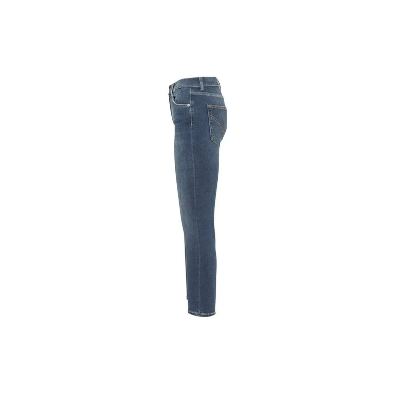 Dondup Jean slim en coton stretch bleu foncé pour femme, avec surpiqûres classiques apparentes à l'arrière.