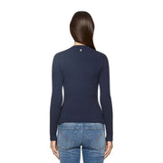 pull à manches longues en maille côtelée bleu marine top par Dondup en mélange de viscose avec col rond pour femmes