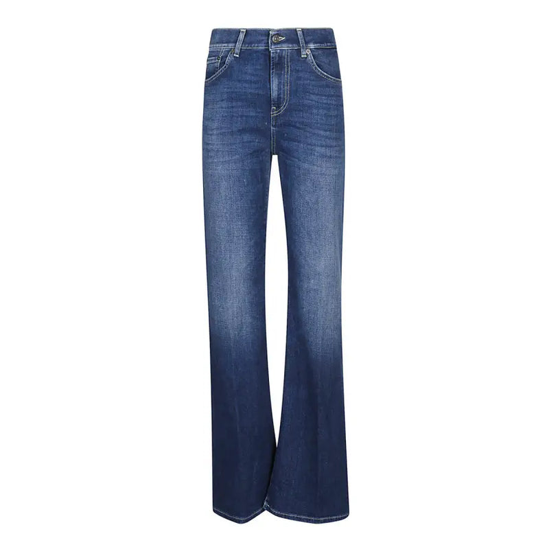 Blue denim flared jeans with faded wash from Dondup Women for fall winter collection