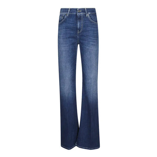 Blue denim flared jeans with faded wash from Dondup Women for fall winter collection