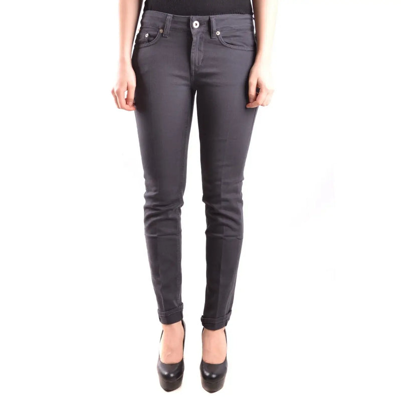 Dondup Jean slim en coton stretch gris pour femme, avec une coupe classique à cinq poches et des finitions argentées.