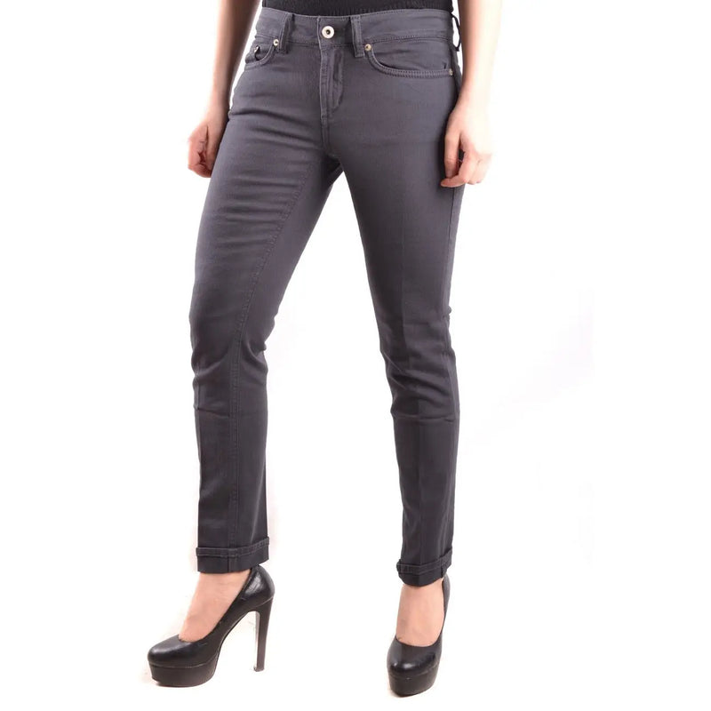 Dondup Jean slim en coton stretch gris pour femme, coupe classique cinq poches et ourlets roulés