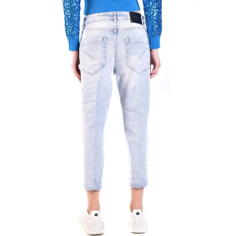 Dondup Jean en denim de coton bleu clair pour femme, effet usé, coupe décontractée et ourlets roulés.