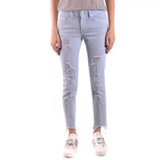 Dondup Jean en coton bleu clair déchiré pour femme, avec détails usés et ourlets effilochés, vu de face