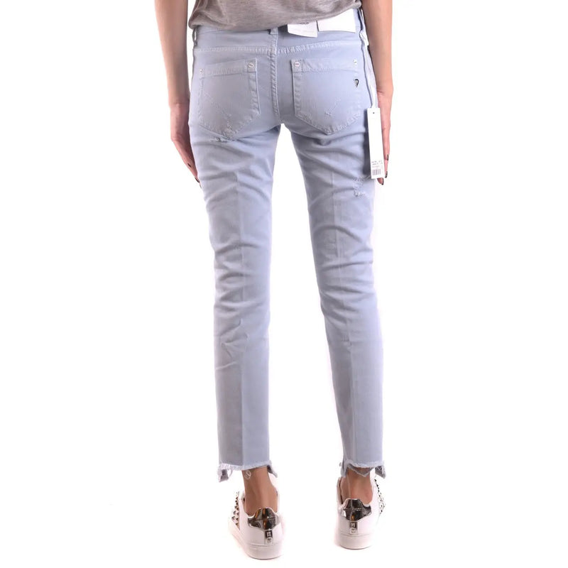 Dondup Jean slim en coton bleu clair pour femme, avec ourlets effilochés et détails déchirés