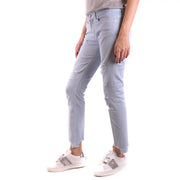 Dondup Jean en coton bleu clair pour femme, déchiré, avec un effet usé, des genoux déchirés et un ourlet effiloché.