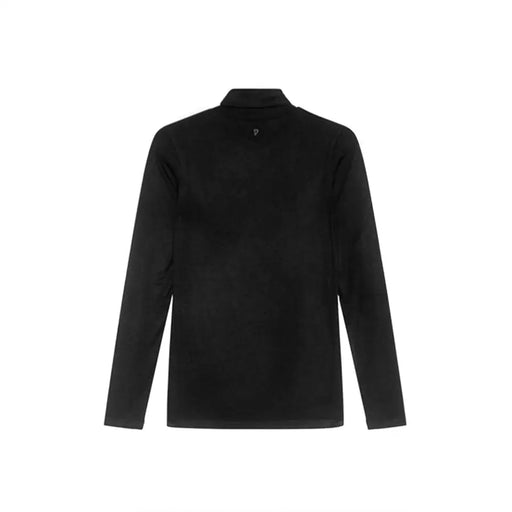 Men’s black long-sleeve collared shirt with quarter-zip neckline on Dondup Women Long Black Turtleneck Knitwear