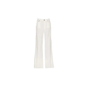 Dondup Jean blanc en mélange de coton pour femme, à jambes larges, au design minimaliste et orné d'une ceinture à boutons noirs.