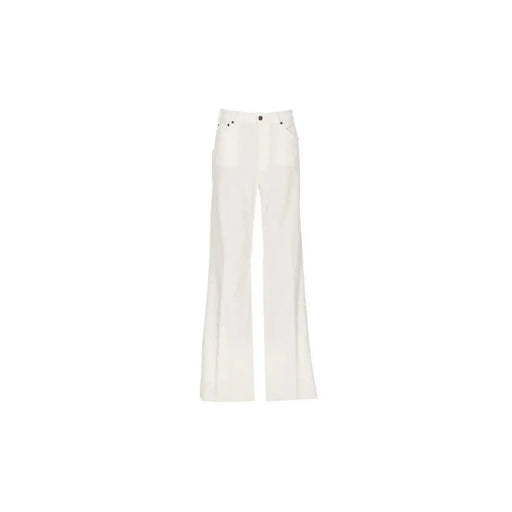 Dondup Jean blanc en mélange de coton pour femme, à jambes larges, au design minimaliste et orné d'une ceinture à boutons noirs.