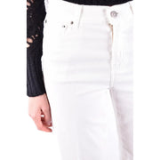Dondup Jean en velours côtelé blanc taille haute pour femme, mélange de coton, avec fermeture éclair et bouton argentés