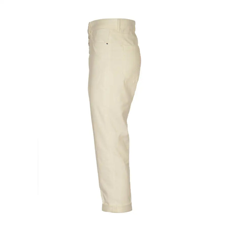 Dondup women’s cream-colored cotton blend straight-leg trousers with subtle stitching