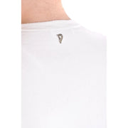 Argent métallisé Dondup Étiquette logo sur le col en coton blanc d'un pull blanc à col carré en viscose pour femme top