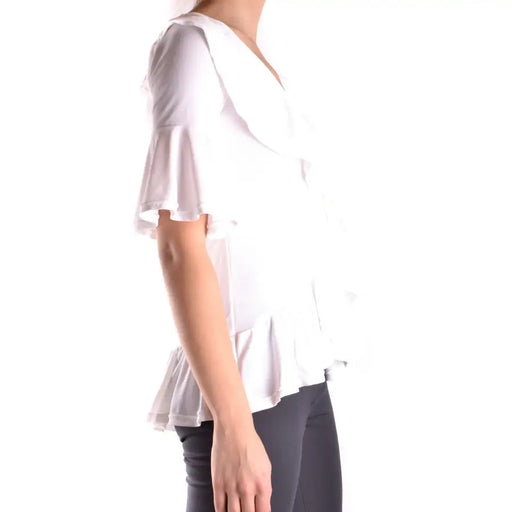 White women’s short-sleeve peplum blouse from Dondup for spring summer wear