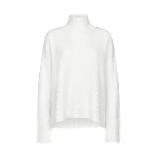 White long-sleeve wool turtleneck sweater for women by Dondup, perfect for fall winter fashion
