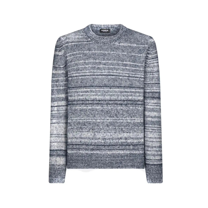 Dondup Pull en laine pour homme à rayures gris chiné et noires, en maille douce, vue de face
