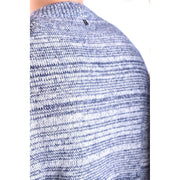 Dondup Pull en laine pour femme, en maille chinée bleue et blanche, avec col côtelé, vue de face