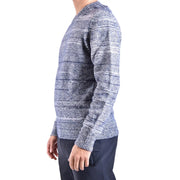 Dondup Pull en laine pour femme, bleu chiné et blanc, poignets et ourlet côtelés, vue de face