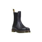 Black pebbled leather ankle boots for women by dr martens showing back side of the footwear
