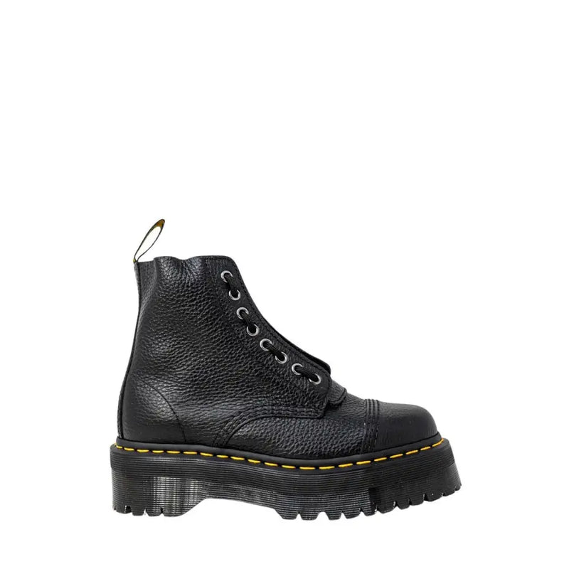 Bottines Dr. Martens en cuir grainé noir pour femmes, vues de dos