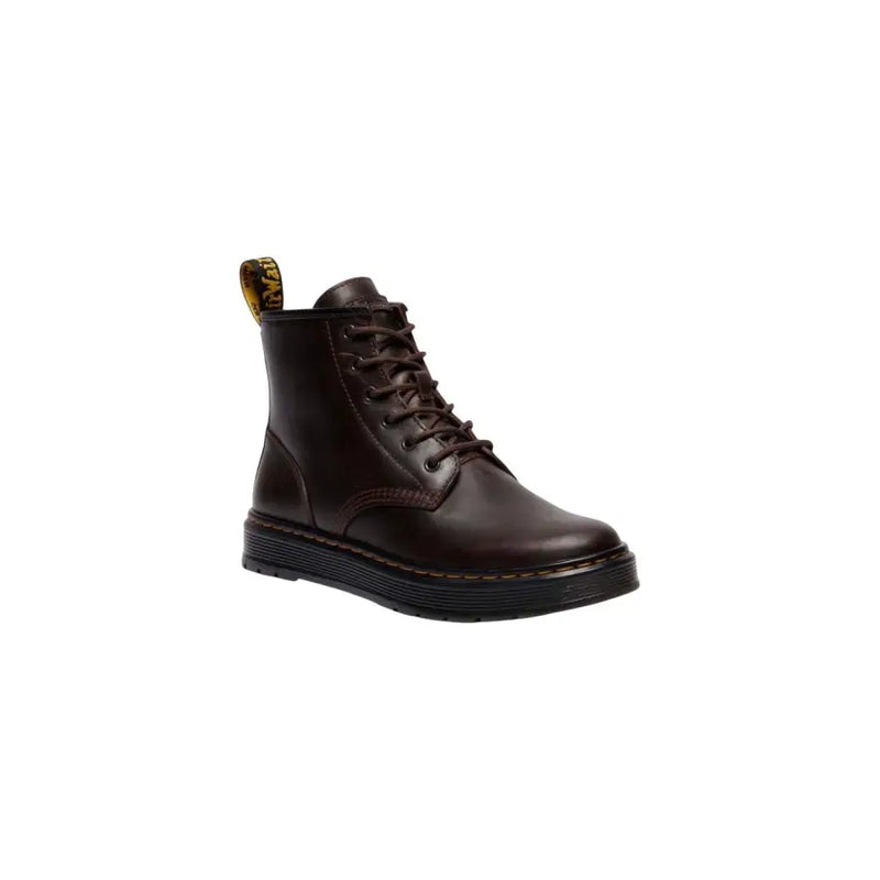 Bottes Dr. Martens Brookline Chukka pour homme en cuir marron foncé, montrant l'arrière de la chaussure