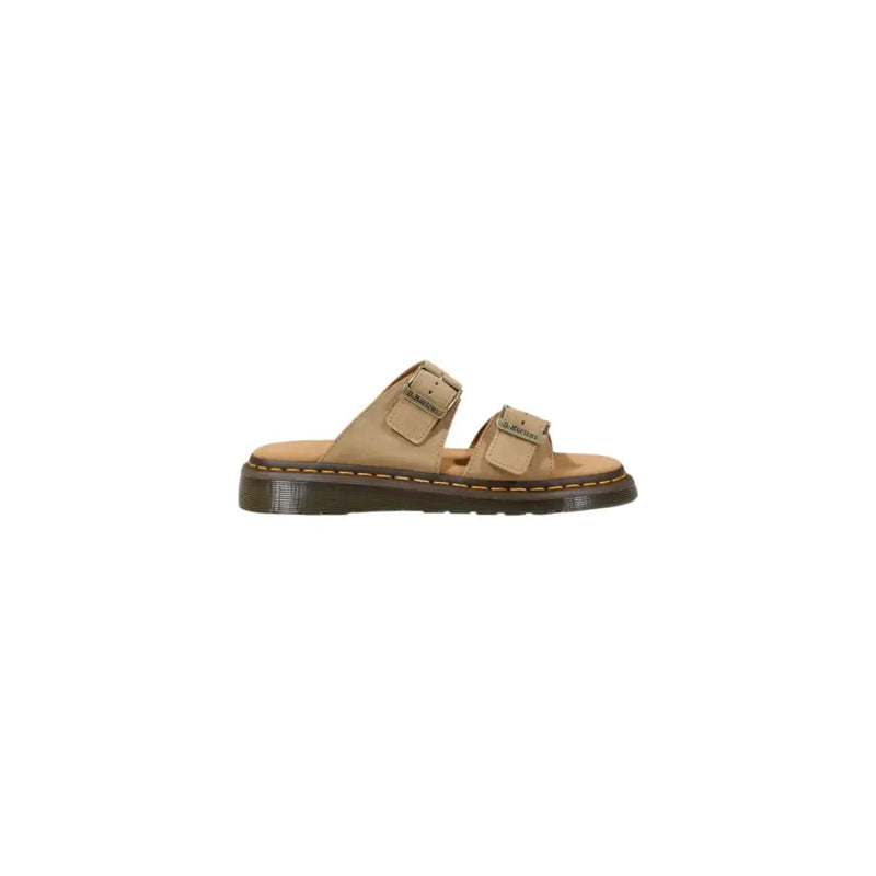 Pantoufles Dr. Martens pour homme en cuir beige avec tige en cuir marron clair et bout rond ouvert 41083200