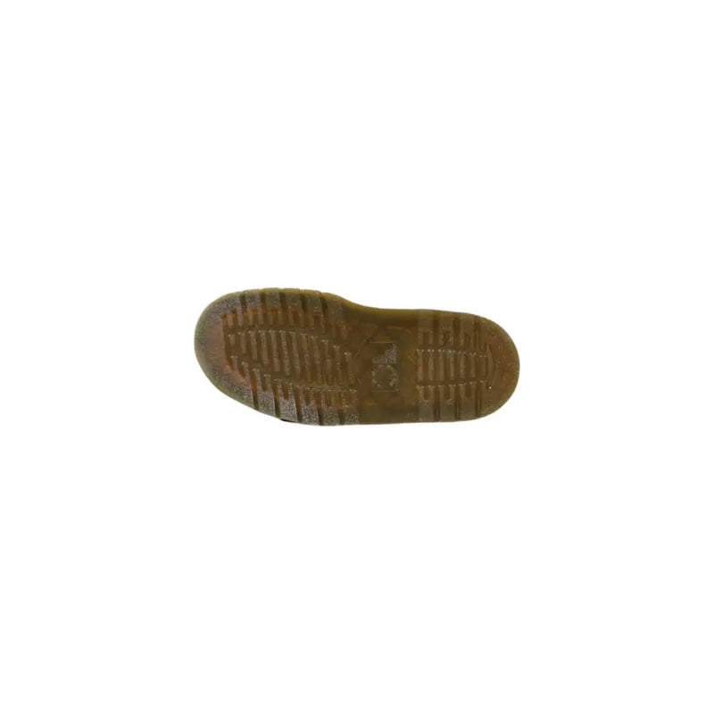 Semelle en caoutchouc marron à motif texturé sur pantoufles Dr. Martens pour homme en cuir noir à boucle et bout ouvert