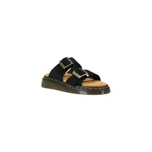 Pantoufles Dr Martens pour homme en cuir noir, avec boucle et bout ouvert, vues de l'arrière