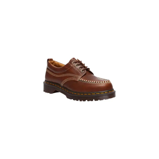 Chaussures Dr. Martens Lowell Butterscotch en cuir marron pour homme, à lacets, montrant l'arrière de la chaussure