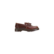 Mocassins Dr Martens pour hommes, en cuir marron, à pampilles, avec surpiqûres jaunes et semelle épaisse en caoutchouc, chaussures printemps-été