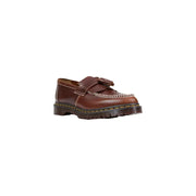 Mocassins Dr Martens pour hommes, en cuir marron, à pampilles, avec surpiqûres blanches et semelle épaisse en caoutchouc, chaussures printemps-été