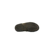 Dark olive green rubber sole with textured grid tread and embossed logo on dr martens women black leather buckle sandals
